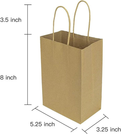 Kraft Paper Bags with handles, 5x3x8 inches