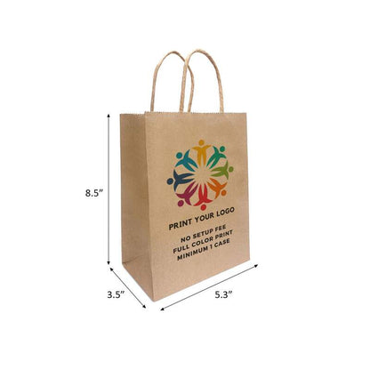 Logo printing for 5.3x3.5x8.5 Kraft bags