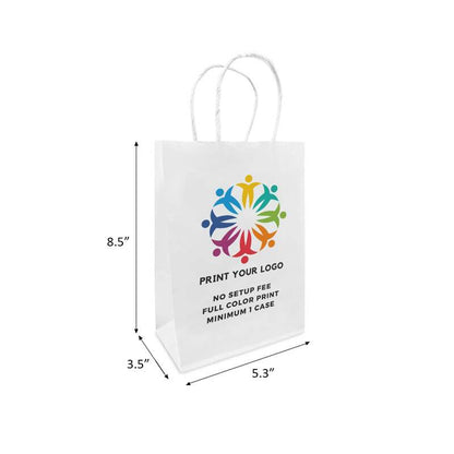 Logo printing for 5.3x3.5x8.5 White Paper Bags