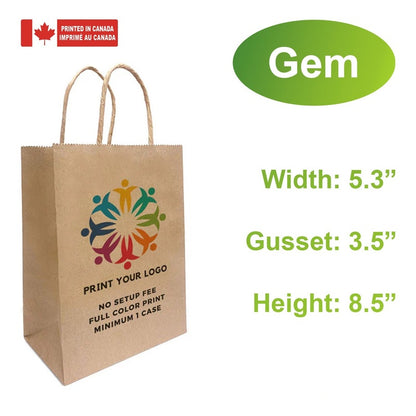 Logo printing for 5.3x3.5x8.5 Kraft bags