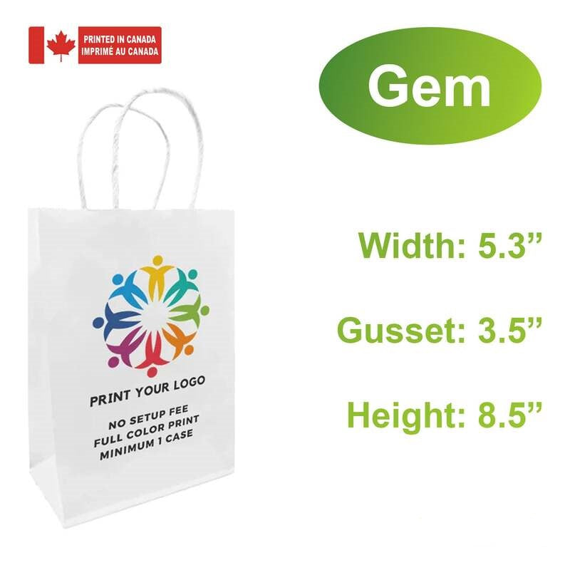 Logo printing for 5.3x3.5x8.5 White Paper Bags