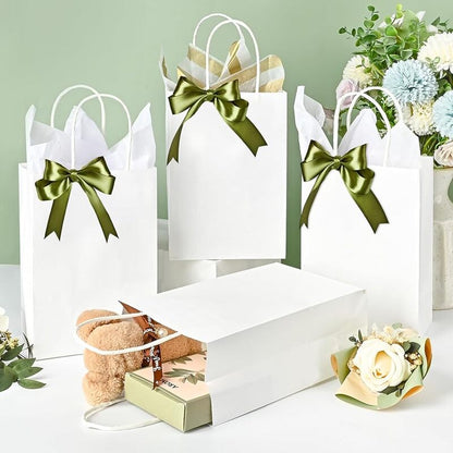 White Paper Bags with handles, 5x3x8 inches