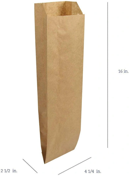Quart Kraft Paper Bags 16″ x 4.25″ x 2.5″ – 35# Kraft | Bulk & Custom Print