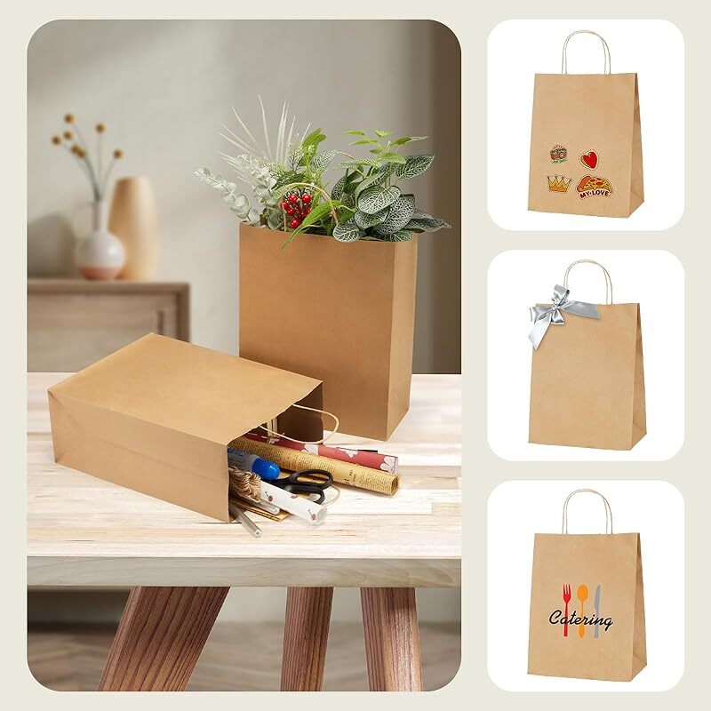 Kraft Paper Bags with handles, 10x5x13 inches