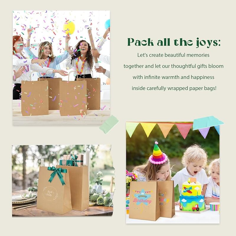 Kraft Paper Bags with handles, 10x5x13 inches