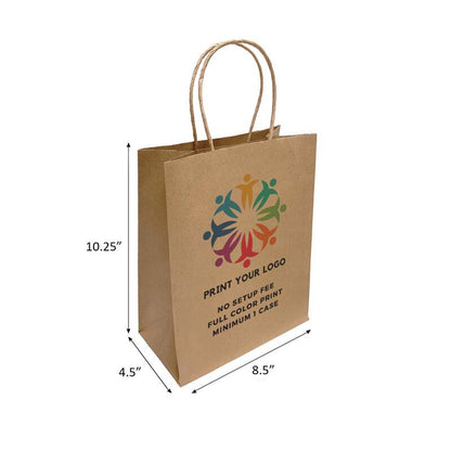 Logo printing for 8.5x4.75x10.25 Kraft Paper Bags