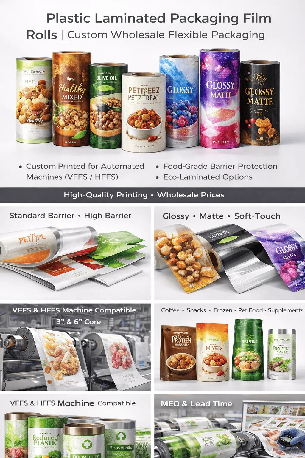 Plastic Printed Laminated Packaging Film Roll | Custom Wholesale Flexible Packaging