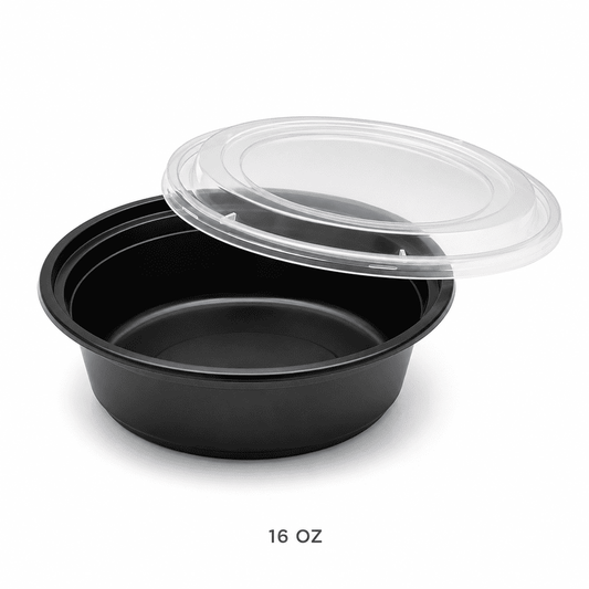 Round Microwave-Safe Takeout Containers with Lids