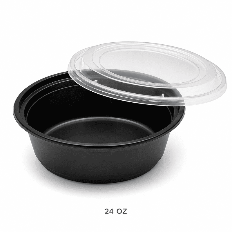 Round Microwave-Safe Takeout Containers with Lids