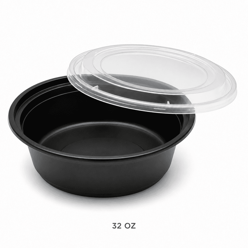 Round Microwave-Safe Takeout Containers with Lids