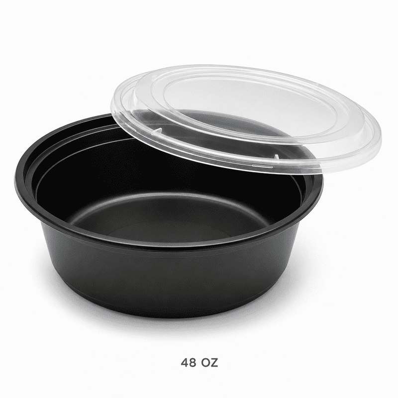 Round Microwave-Safe Takeout Containers with Lids
