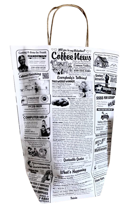 White Coffee News paper bags - Medium size