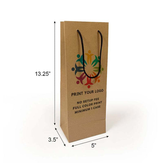 150pcs, Euro totes 5 x3.50x13.25 Inches Full Color Custom Printed Paper Bags,  Rope Handles, Flat Bottom – Made in Canada