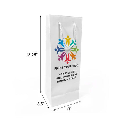 150pcs, Euro totes White Paper Bags 5 x3.50x13.25 Inches Full Color Custom Printed, Rope Handles, Flat Bottom – Printed in Canada