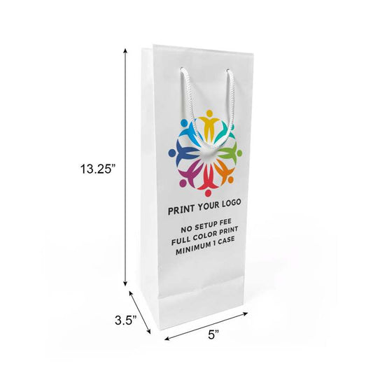 150pcs, Euro totes White Paper Bags 5 x3.50x13.25 Inches Full Color Custom Printed, Rope Handles, Flat Bottom – Printed in Canada