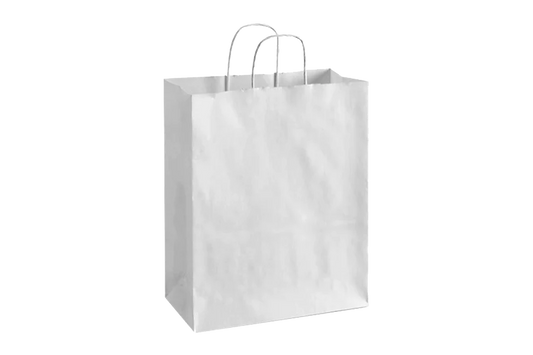 White Paper Bags with handles, 10x5x13 inches