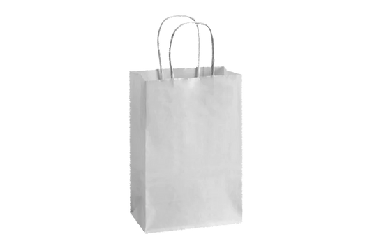 White Paper Bags with handles, 5x3x8 inches