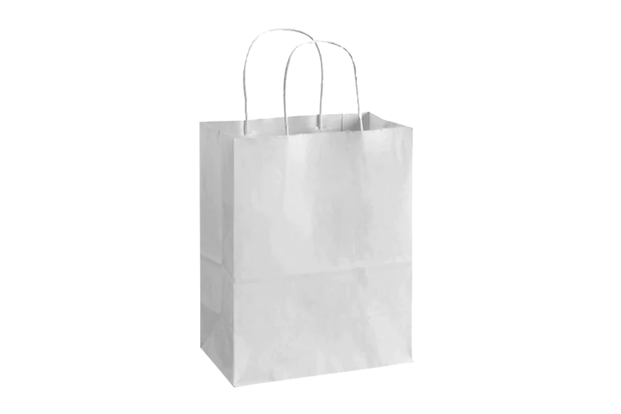 White Paper Bags with handles, 8x4x10 inches