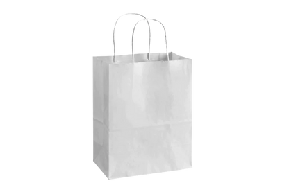 White Paper Bags with handles, 8x4x10 inches