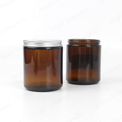 Empty Candle Jars | Wholesale Glass Containers | Eco Friendly Candle Packaging with amber glass and metal screw lids for candle making