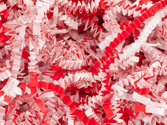 Crinkle paper shreds - Red and White - Cane Mix