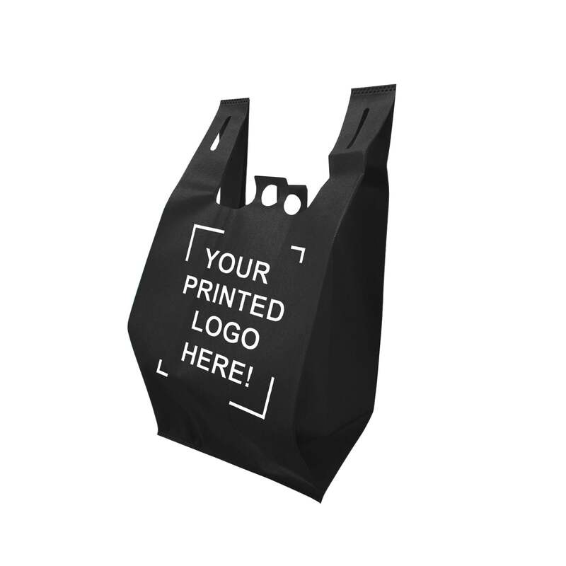 200pcs Non-Woven Reusable Shopping Bags – 11x7x20 Inches, Pinch Bottom, 1-Color Print, Made in Canada