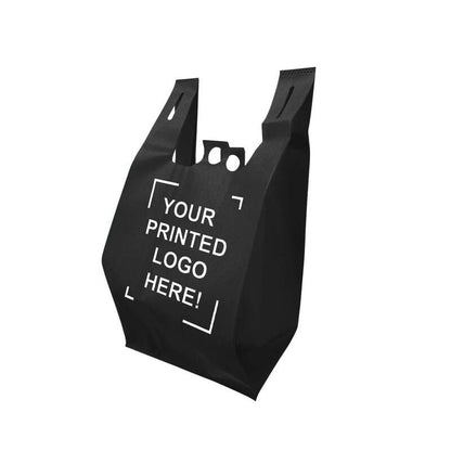 200pcs Non-Woven Reusable Shopping Bags – 11x7x20 Inches, Pinch Bottom, 1-Color Print, Made in Canada