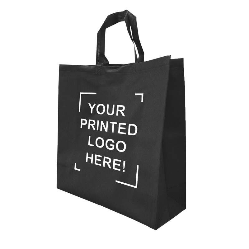 Reusable Non-Woven Grocery Bag with Flat Handles | Custom Printed Logo | 15.5″ x 6″ x 15.5″