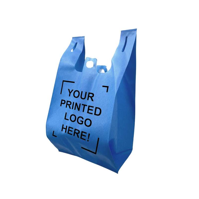 200pcs Non-Woven Reusable Shopping Bags – 11x7x20 Inches, Pinch Bottom, 1-Color Print, Made in Canada
