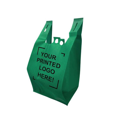 200pcs Non-Woven Reusable Shopping Bags – 11x7x20 Inches, Pinch Bottom, 1-Color Print, Made in Canada