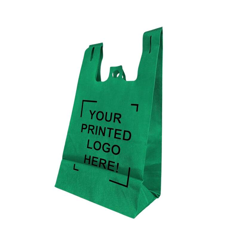 200pcs Non-Woven Reusable Shopping Bags – 11x7x20x7 Inches, Flat Bottom, 1-Color Print, Made in Canada