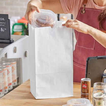 400pcs White Kraft Paper Bags Without Handles – Heavy Duty 20 lb Grocery & Retail Bags