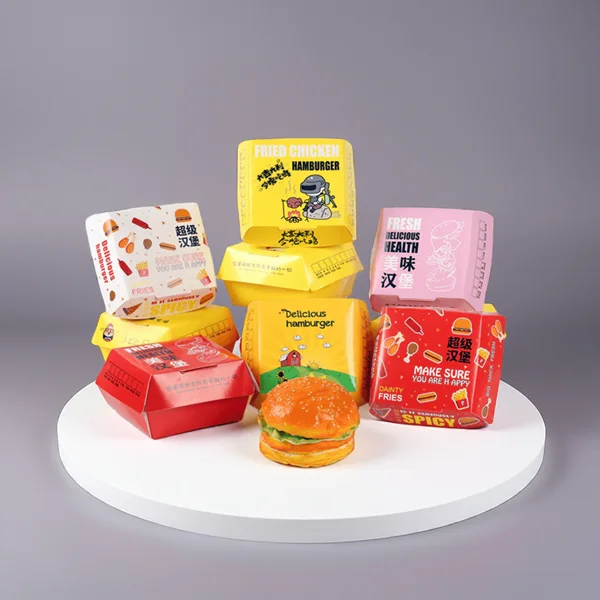 Custom Printed Hamburger Box | Eco Friendly Takeout Packaging | Restaurant Branding