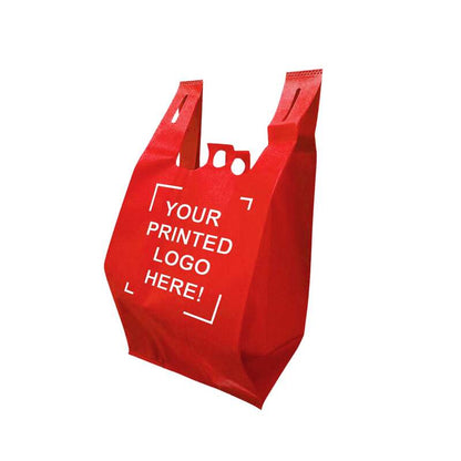 200pcs Non-Woven Reusable Shopping Bags – 11x7x20 Inches, Pinch Bottom, 1-Color Print, Made in Canada