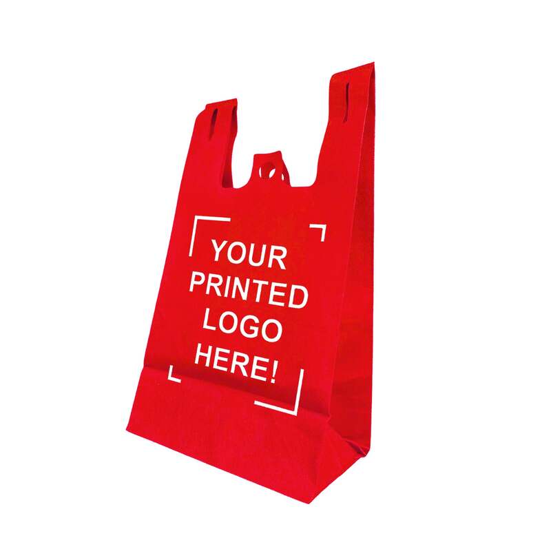 200pcs Non-Woven Reusable Shopping Bags – 11x7x20x7 Inches, Flat Bottom, 1-Color Print, Made in Canada
